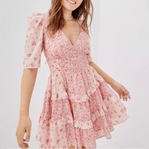 American Eagle Ruched Fit & Flare Mini Dress